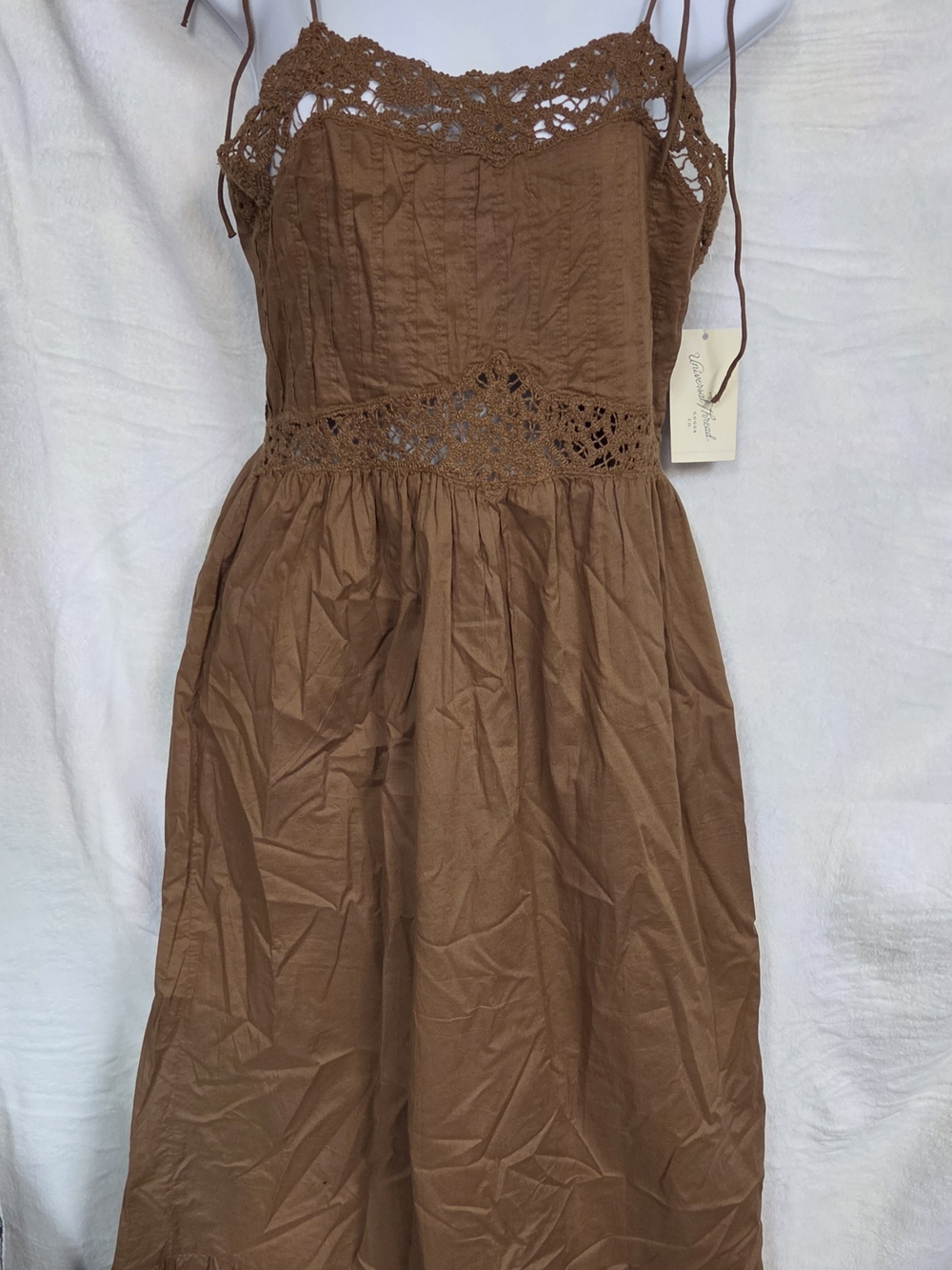 Universal Thread Brown Crochet-Trim Maxi Dress